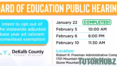 Upcoming Public Hearings on Education Matters